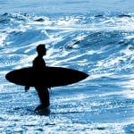 Cool silhouette shot of surfer