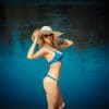 woman in bikini with straw hat
