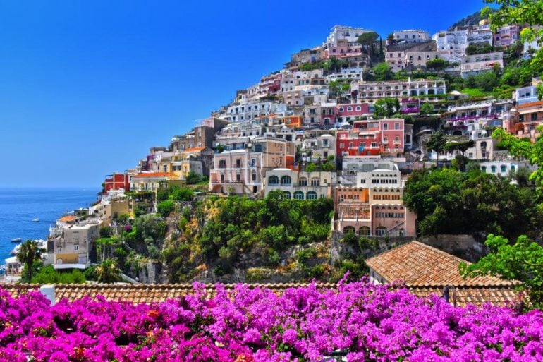 City of Positano on Amalfi coast Italy