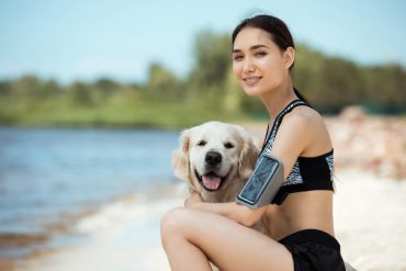 girl with waterproof phone case