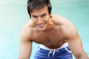 man at pool
