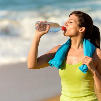 woman drinking water