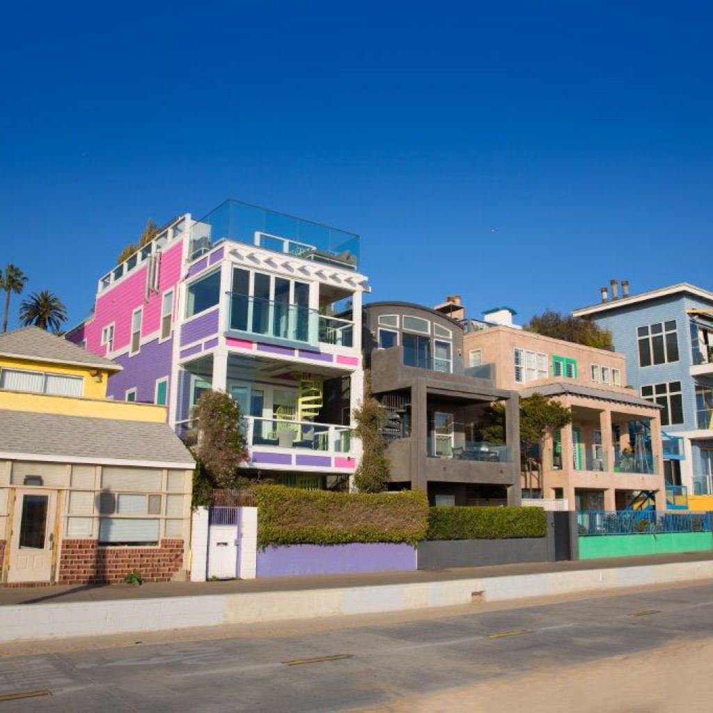 Santa Monica California beach colorful houses