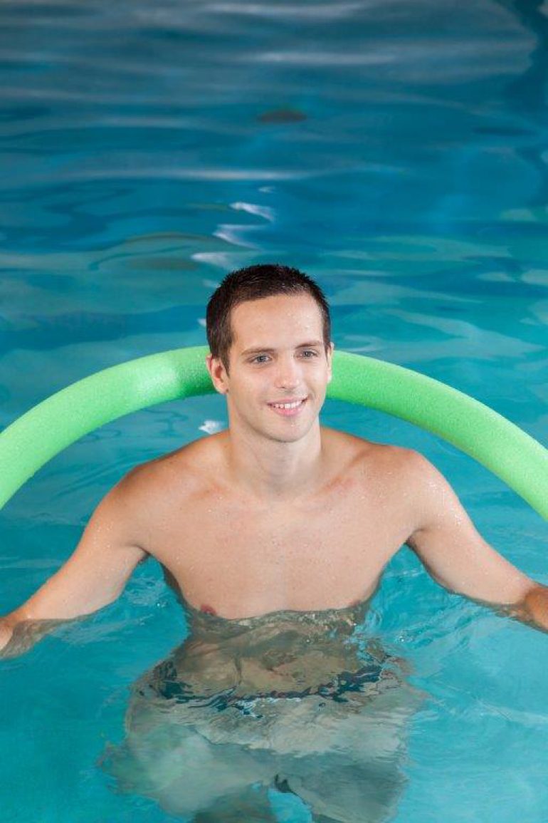 pool exercise with a noodle