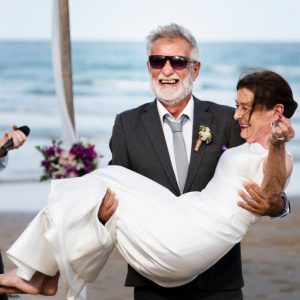 Bride and Groom at Beach Wedding