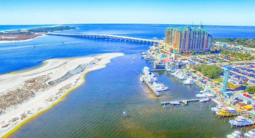 Destin buildings and coastline Florida