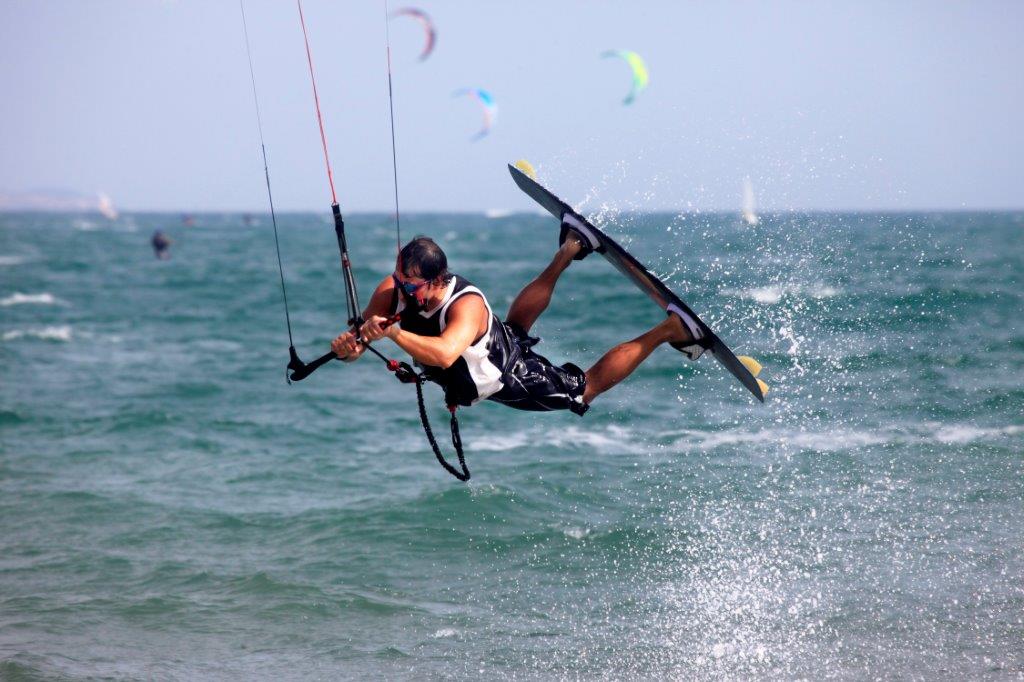 Kitesurfer in action