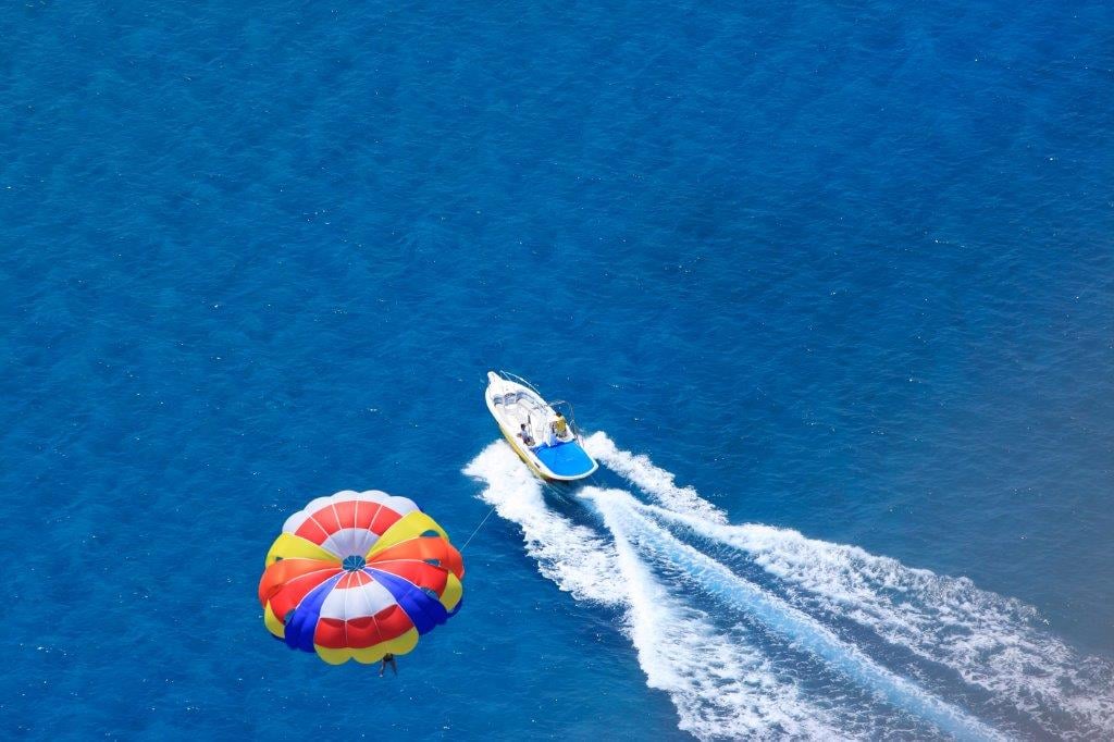 Parasailing over the sea