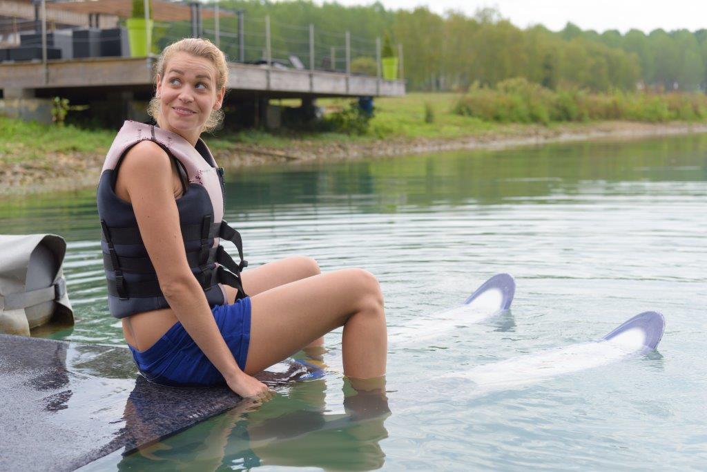 Water Ski student preparing for take off